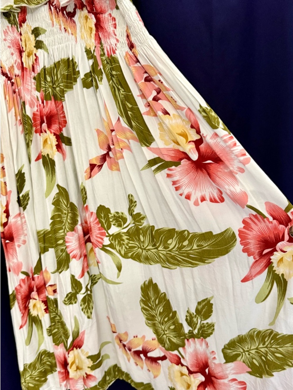 VTG Y2K Handmade Hawaii Mini Off Shoulder Dress Rayon Floral Boho Resort OS EUC - Picture 10 of 13